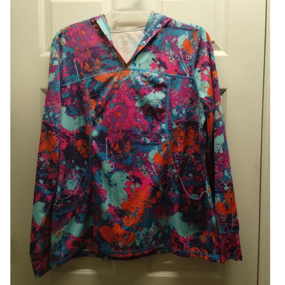 Reel Legends Womens Size 1X Freeline Multicolor Hooded Thumbholes Activewear Top - Picture 1 of 7
